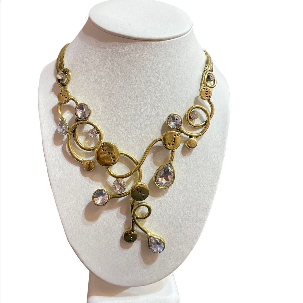 Gold crystal necklace set